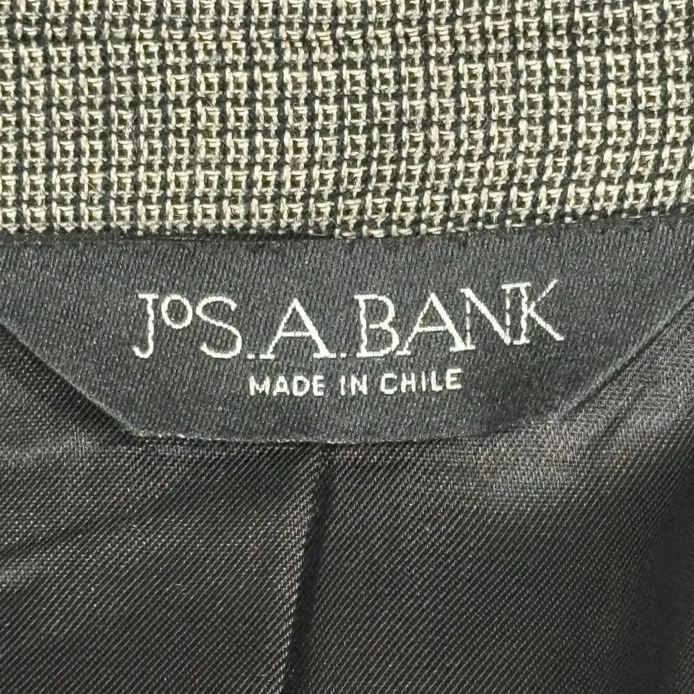 Jos A Bank Blazer Mens 46L Brown Black 100% Wool Sport Coat Jacket Checked